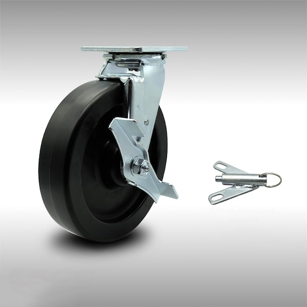 8 Inch Stainless Steel Polyolefin Caster with Ball Bearing and Brake/Swivel Lock